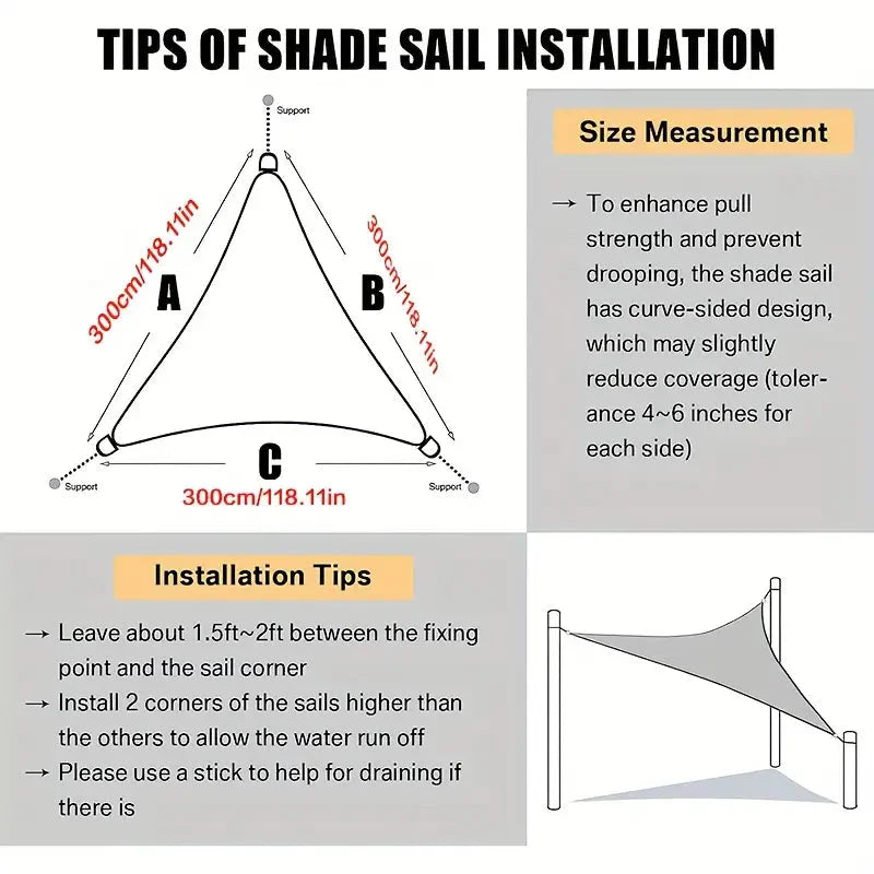 Durable Outdoor Sun Shade Sail for Terrace, Yard, Deck, and Garden - Waterproof and UV Resistant Triangle Canopy