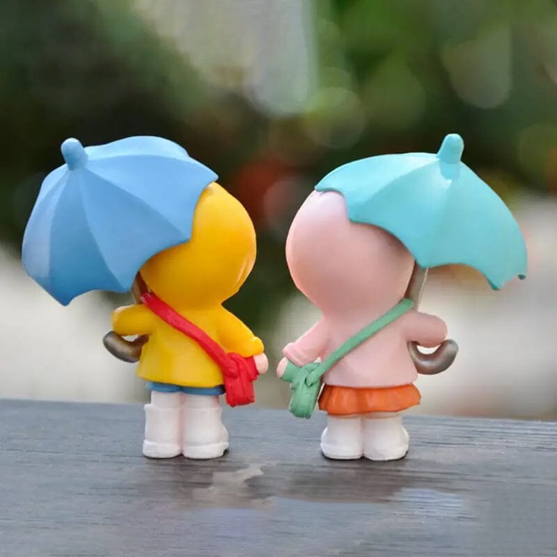 4-Piece Set: Umbrella Girl Figure Statue