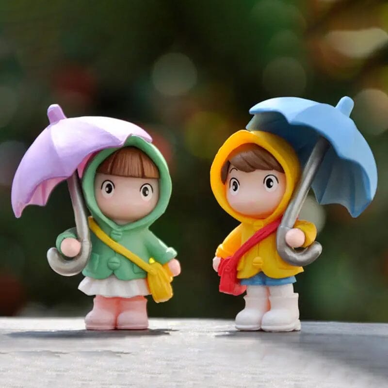 4-Piece Set: Umbrella Girl Figure Statue