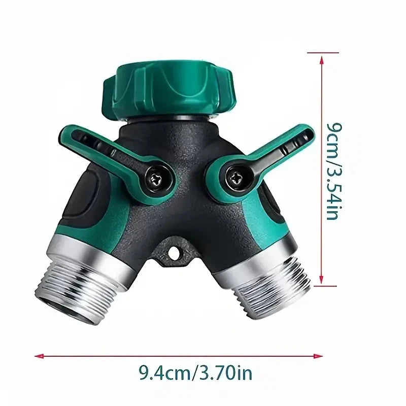 Hose Splitter 2 Way 3/4" Faucet Y Connector with Shut-off Valve