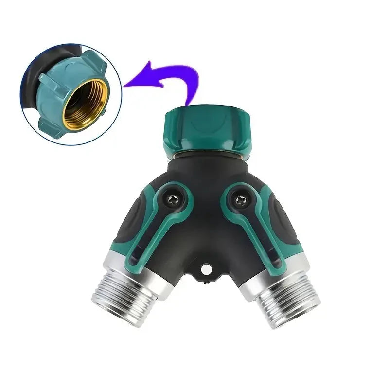 Hose Splitter 2 Way 3/4" Faucet Y Connector with Shut-off Valve