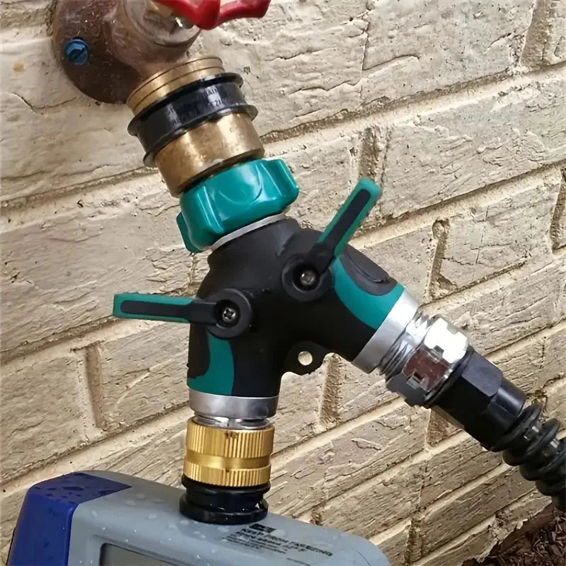 Hose Splitter 2 Way 3/4" Faucet Y Connector with Shut-off Valve