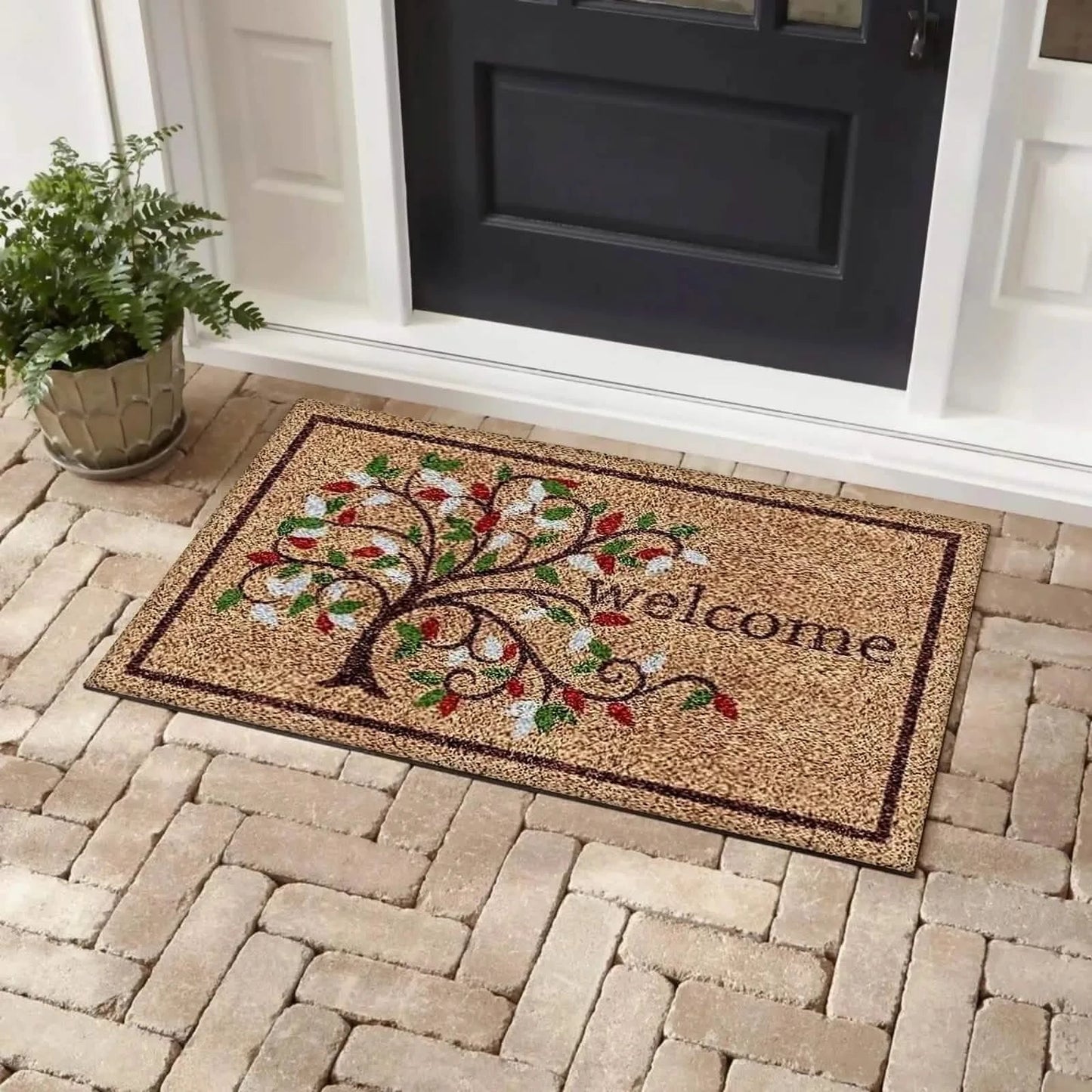 Bibb Home Coir Outdoor Printed Door Mat